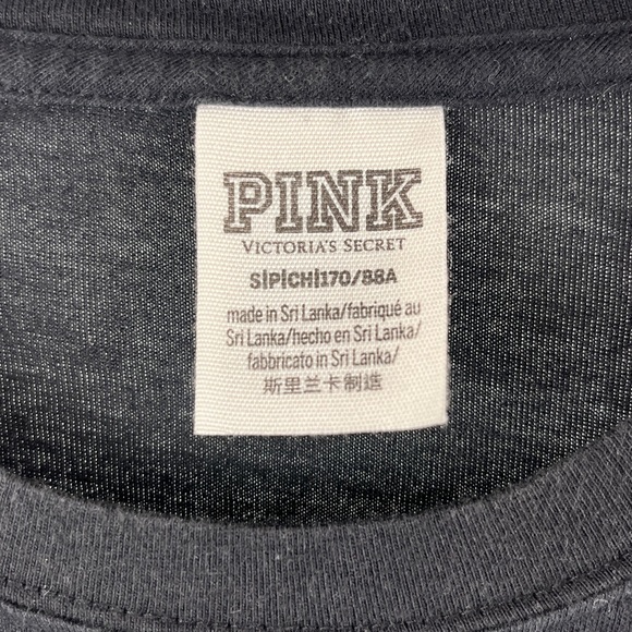 PINK Victoria's Secret VS Bling Sequin Off Black/Dark Gray LS T-Shirt Size S - Picture 4 of 13